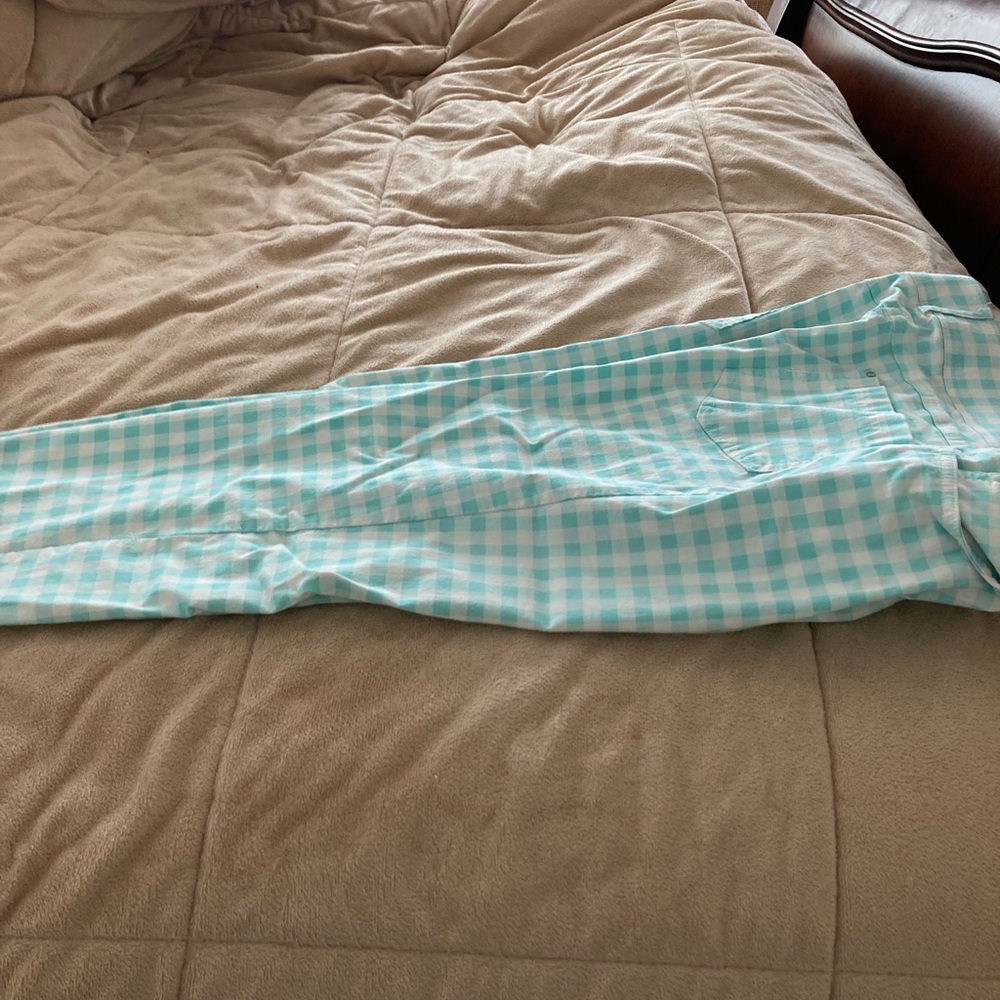 Aqua Gingham capris